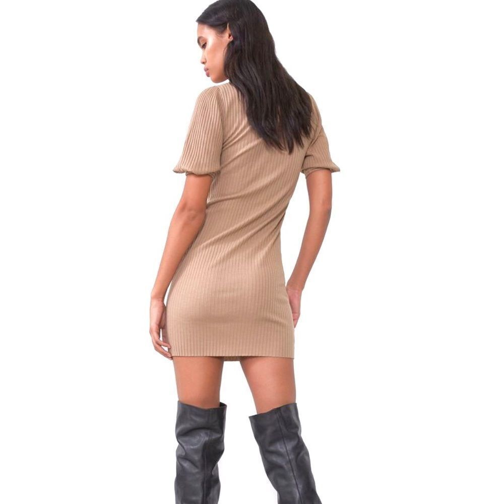 NWT Zara Tan Beige Textured Bodycon Dress